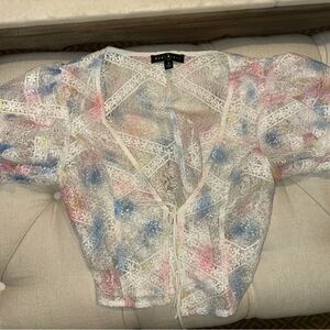 Lace Blouse with Pastel Hues